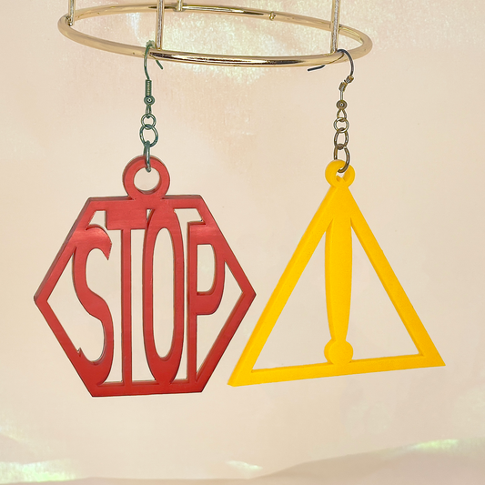 Stop & Caution Sign Earrings